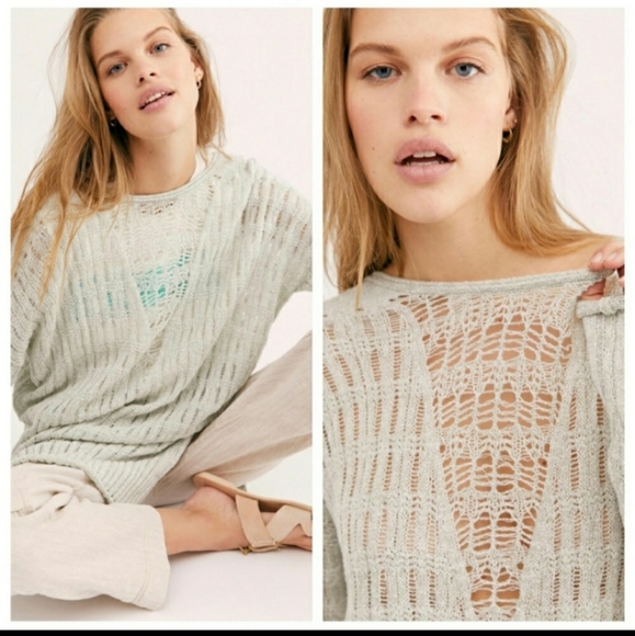 Free People Pretty in Pointelle Tunic/Sweater - Picture 4 of 7